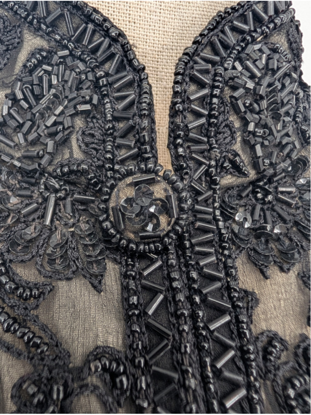 Vintage Adrianna Papell Evening Black Beaded Silk Jacket 90s Size L Y2K Formal - Picture 14 of 16